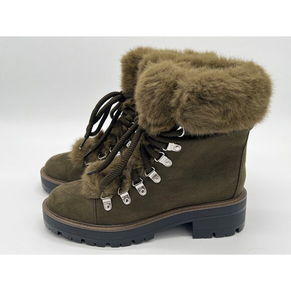 Esprit Size 6M "Kinsley" Faux Fur Lined Olive Green Winter Boots With Lace-Up Fr - Picture 2 of 8